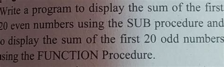 Sum of the first 20 Even Numbers